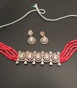 White American Diamond Choker Designer Jewellery Necklace with Onyx Beading for Women