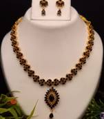 Black Indian Jewellery Copper Gold Plated Necklace Set for Women