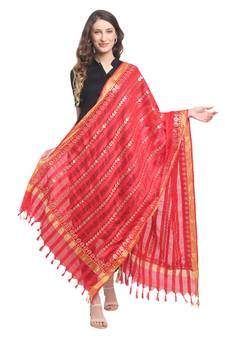 Red Gota Patti Work Cotton Dupatta