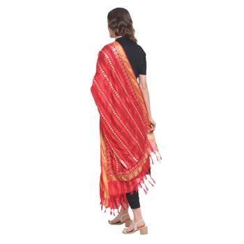 Red Gota Patti Work Cotton Dupatta 2