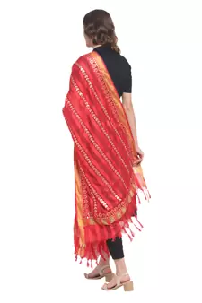 Red Gota Patti Work Cotton Dupatta