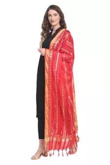 Red Gota Patti Work Cotton Dupatta