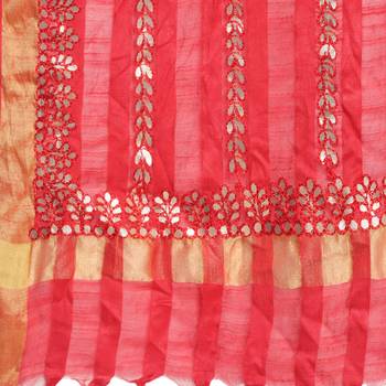 Red Gota Patti Work Cotton Dupatta 4