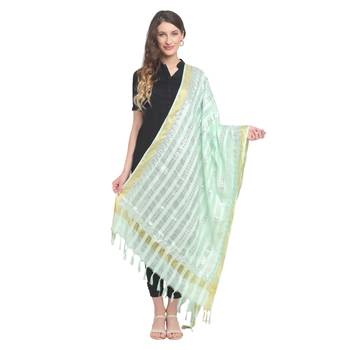 Olive Green Gota Patti Work Cotton Dupatta 1
