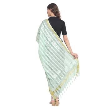 Olive Green Gota Patti Work Cotton Dupatta 2