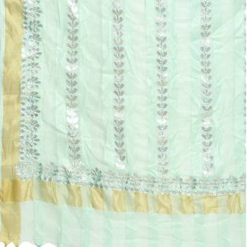 Olive Green Gota Patti Work Cotton Dupatta 4