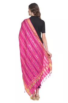 Pink Gota Patti Work Cotton Dupatta
