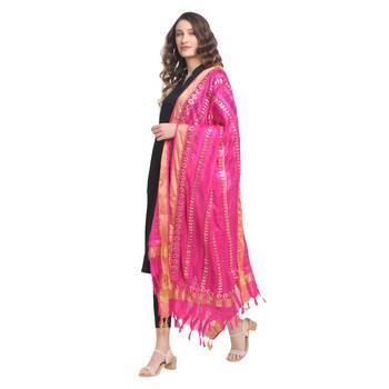 Pink Gota Patti Work Cotton Dupatta 3