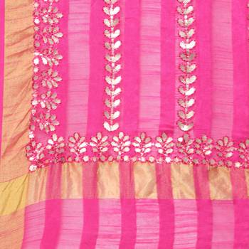 Pink Gota Patti Work Cotton Dupatta 4