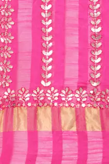 Pink Gota Patti Work Cotton Dupatta