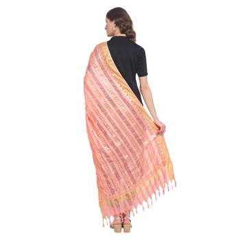 Peach Gota Patti Work Cotton Dupatta 2