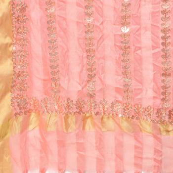Peach Gota Patti Work Cotton Dupatta 4