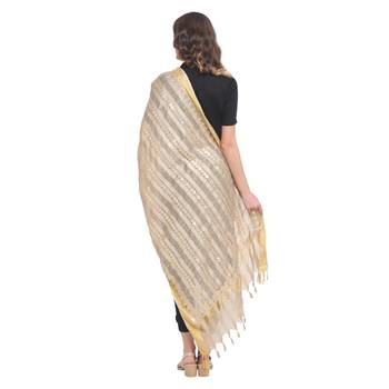 Beige Gota Patti Work Cotton Dupatta 2