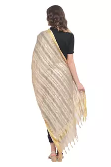 Beige Gota Patti Work Cotton Dupatta