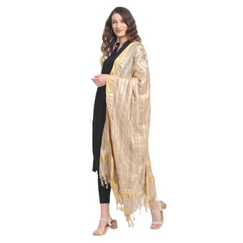 Beige Gota Patti Work Cotton Dupatta 3