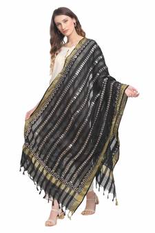 Black Gota Patti Work Cotton Dupatta