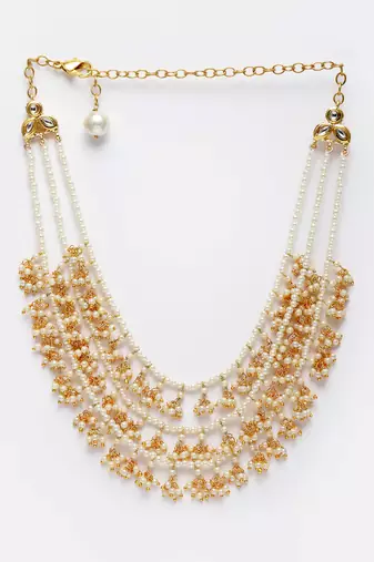 Gold pearl necklaces