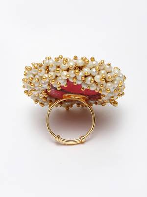 Red pearl rings 5