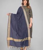 Vbuyz Women'S Art Silk Dark Blue Striped Dupatta