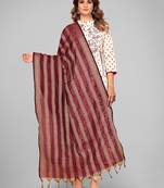 Vbuyz Women'S Art Silk Maroon Woven Design Dupatta