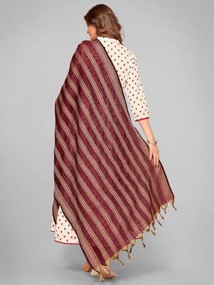 Vbuyz Women'S Art Silk Maroon Woven Design Dupatta 2