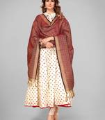 Vbuyz Women'S Art Silk Maroon Woven Design Dupatta