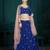 Navy-blue thread embroidery georgette semi stitched lehenga