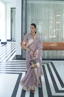 Purple woven silk saree with blouse