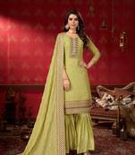 Lime embroidered faux georgette salwar