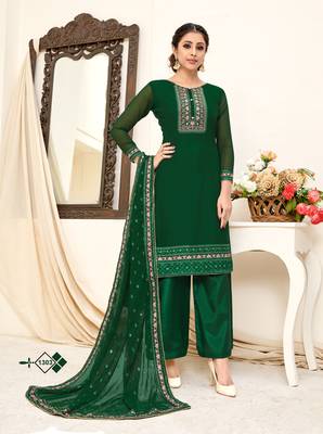 Green embroidered georgette salwar 1