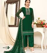 Green embroidered georgette salwar