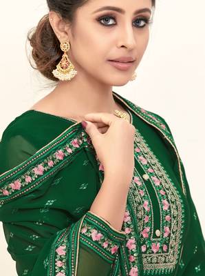 Green embroidered georgette salwar 2