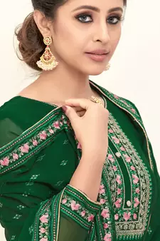 Green embroidered georgette salwar