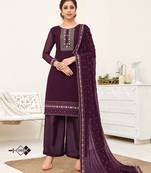 Purple embroidered georgette salwar