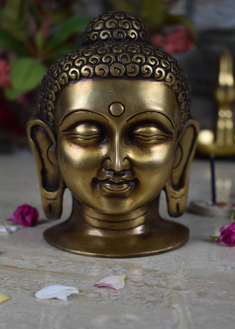 Vintage Gulley Brass Buddha Head 