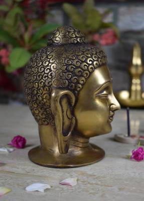 Vintage Gulley Brass Buddha Head  5
