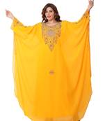 Yellow Zari Work Georgette Farasha
