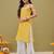 Hand Embroidered Mustard Georgette Lucknow Chikankari Women Kurta/Slip With Muqaish Work
