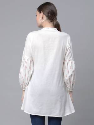 Ahalyaa Women Off White Cotton Printed Tunic 2
