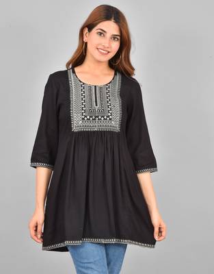 Black embroidered Short Kurta  2