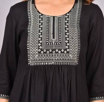 Black embroidered Short Kurta  4
