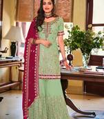 Light-green embroidered faux georgette salwar