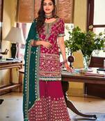Rani-pink embroidered faux georgette salwar
