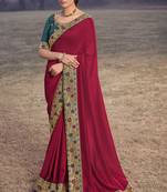 Heavy Vichitra Silk Embroidered Border Saree