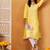 Hand Embroidered Yellow Cotton Lucknowi Chikan Women Kurta