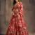 Red Floral Print & Sequins Embroidered Organza Floral Lehenga