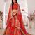 Bewitching Red floral print & sequins embroidered Organza fabric floral lehenga