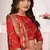 Bewitching Red floral print & sequins embroidered Organza fabric floral lehenga