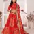 Bewitching Red floral print & sequins embroidered Organza fabric floral lehenga
