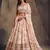  White Zari And Sequins Embroidered Organza Semi Stitched Roses Printed Floral Lehenga